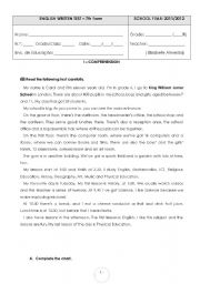 English Worksheet: Comprehension/ vocabulary school