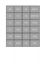 English worksheet: Verb prefixes - memory game