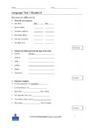 English worksheet: language test