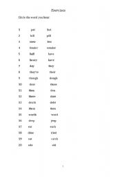 English worksheet: Pronunciation exercise