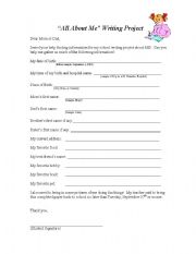 English Worksheet: All About Me: Questionnaire for Personal information