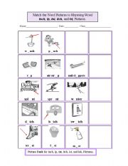 English worksheet: Short i Picture Cloze Rhymes Set 4