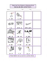 English Worksheet: Short i Picture Cloze Rhymes Set 4