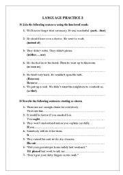 English Worksheet: language practice2