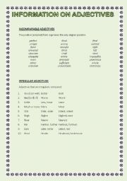 English worksheet: Information on adjectives (irregular and incomparable)