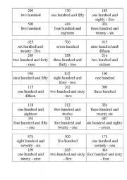 English worksheet: Bingo numbers