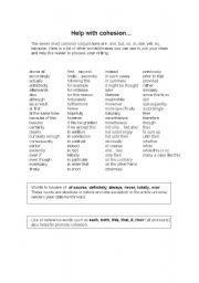 English Worksheet: cohesion