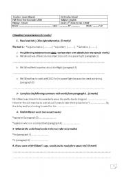 English Worksheet: Full Term Test N1 (Forth form pupils)
