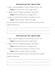 English Worksheet: Which word to use? Their, theyre & there.  Your & Youre