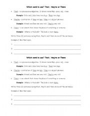 English worksheet: Which word to use? Their, theyre & there.  Your & Youre