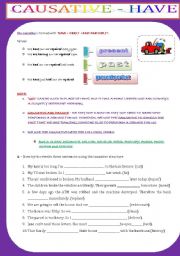 English Worksheet: CAUSATIVE - HAVE