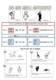 English Worksheet: making big and small comparison