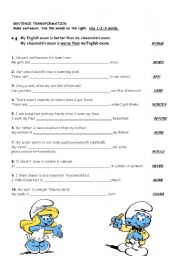 English Worksheet: Sentence Transformation