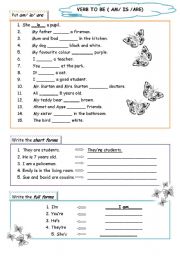 English Worksheet: verb to be