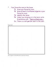 English worksheet: Favourite room in the house