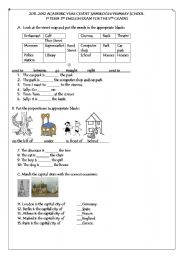 English Worksheet: 5th grade 1st term 1st exam