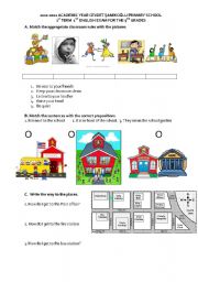 English Worksheet: 5th grade 1st term 2nd exam