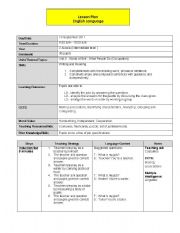 English Worksheet: lesson plan(job)
