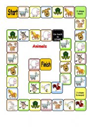 English Worksheet: Animals. Board game