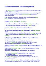 English Worksheet: future continuous and future perfect 