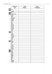 English worksheet: irregular verbs-fill in