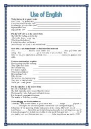 English Worksheet: Use of English