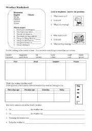 English Worksheet: Weather Worksheets