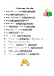 English worksheet: Shops and shopping