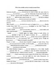 English Worksheet: Simple Past Tense - Gandhi