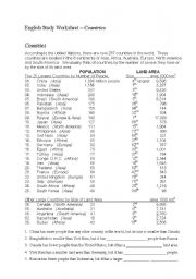 English worksheet: Countries Comparison