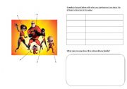 English Worksheet: The Incredibles , what can they do?