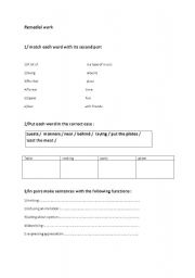 English Worksheet: Remedial work : 8th form