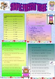 English Worksheet:  present simple tense review