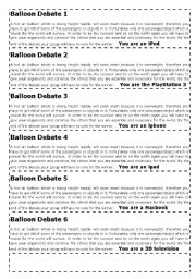 English Worksheet: Balloon Debate - How materialistic are you? 