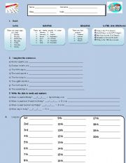 English Worksheet: Days Months Seasons and Ordinals