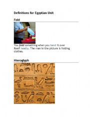 English Worksheet: Vocabulary Words for Unit on EGYPT...includes pictures