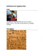 English worksheet: Vocabulary Words for Unit on EGYPT...includes pictures