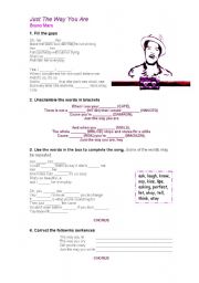 English Worksheet: Bruno Mars - Just the way you are