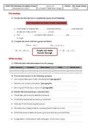 English Worksheet: a friend you could never forget