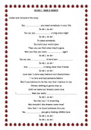 English Worksheet: Music So do I - Paulo Gonzo