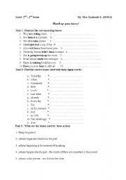 English worksheet: tenses in english 