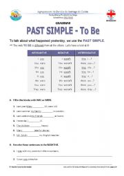 English Worksheet: Past Simple TO BE