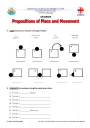 English Worksheet: Prepositions of Place & Movement