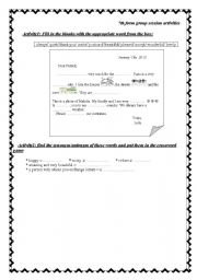 English Worksheet: 7th form group session activities