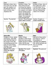 English Worksheet: Greek Gods