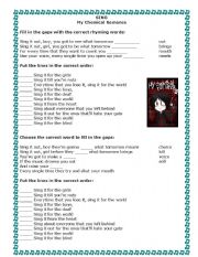 English Worksheet: Sing - My Chemical Romance