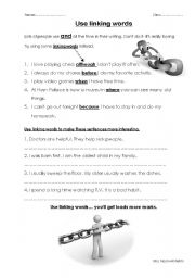 English Worksheet: linking word