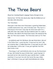 English worksheet: Goldilocks and the Three Bears