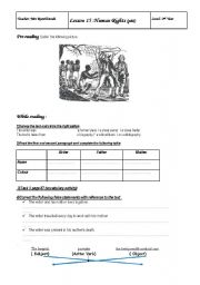 English Worksheet: lesson15 HUMAN RIGHTS SECOND YEAR TUNISIAN PUPILS(page one)