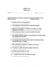 English Worksheet: Spelling Test